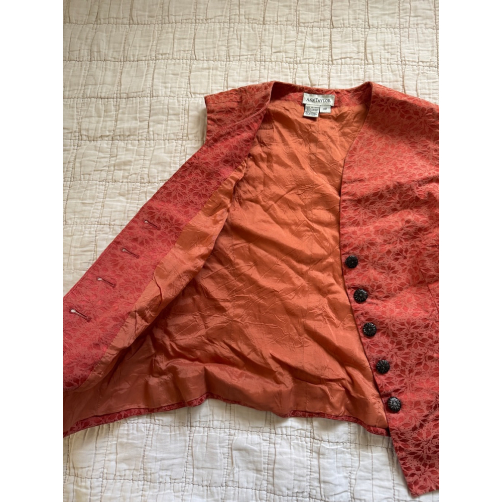 Vintage Ann Taylor Coral/ Orange Vest • Size : M - Picture 5 of 10